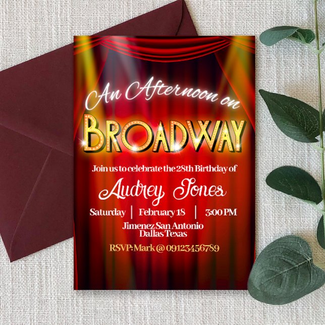 Invitación Una Tarde en Broadway (An Afternoon on Broadway Invitation)