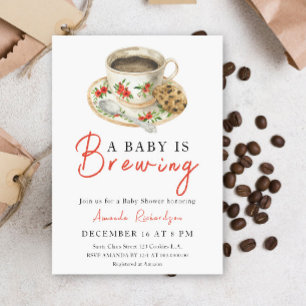 Invitación Una taza de café para el baby shower 'Un bebé está
