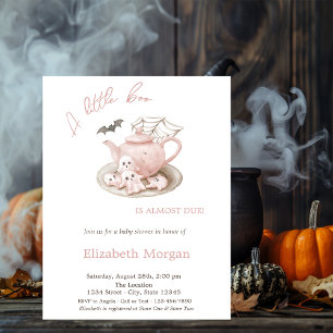 Invitación Una Tetera Fantasma Pequeña Boo Lindo Rayada Hallo