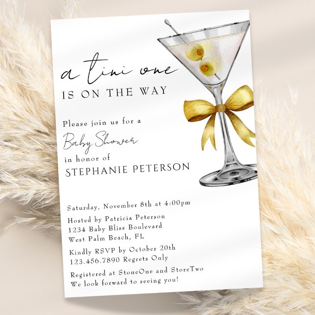 Invitación Una Tini One Minimal Chic Amarillo Martini Baby Sh (Subido por el creador)