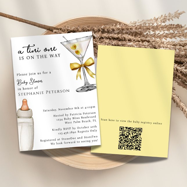 Invitación Una Tini Un Martini Amarillo Código QR Baby Shower (Subido por el creador)