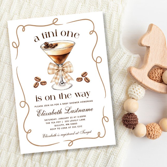 Invitación Una Tini Una Ducha de Bebé con Martini de Espresso (A Tini One Espresso Martini Baby Shower Invitation)