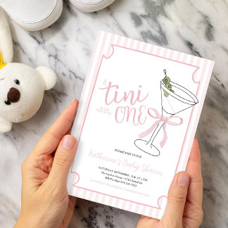 Invitación Una Tini Uno Está en Camino Baby Shower de Rayas R