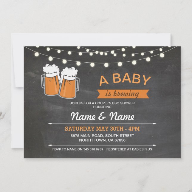 Invitación Una tiza de las luces de las cervezas de la ducha (Anverso)