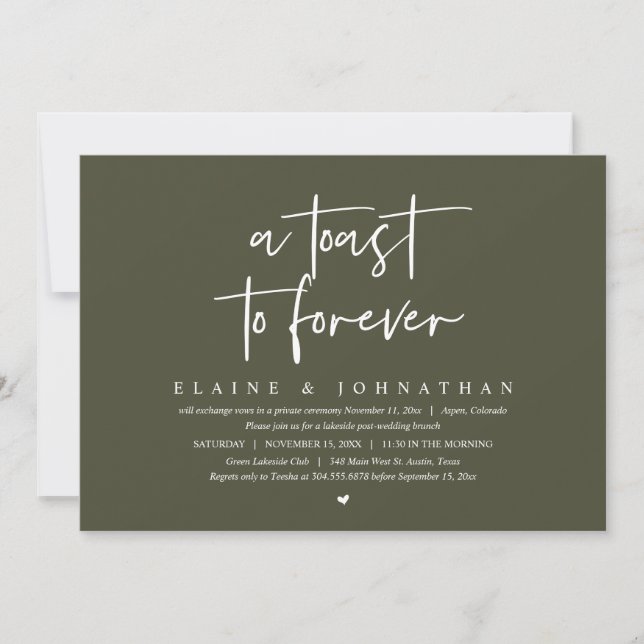 Invitación Una Tostada Para Siempre, Boda Elopement Brunch Fi (Anverso)