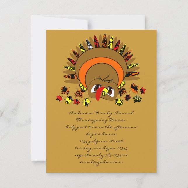 Invitación Una Turquía linda (Anverso)