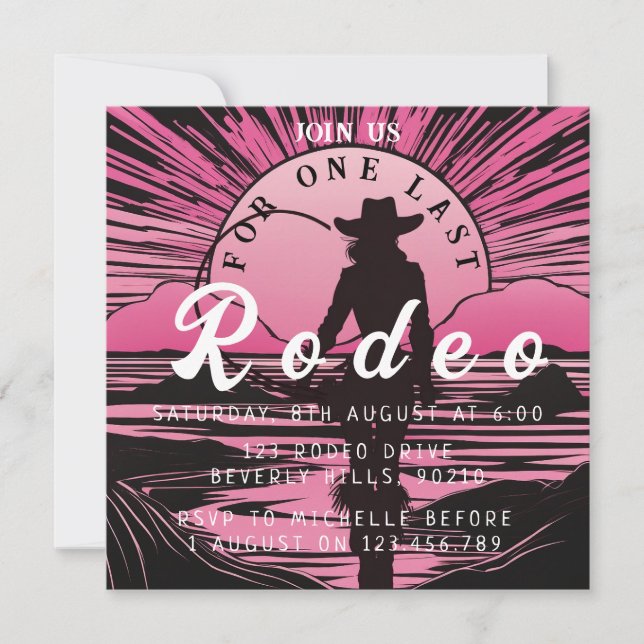Invitación Una última bachillerato de rodeo (Anverso)