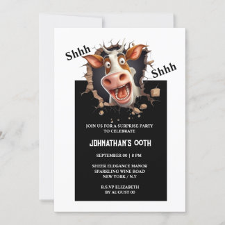 Invitación Una vaca personalizado divertida se enfrenta a sor