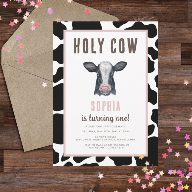 Invitación Una vaca sagrada rosada soy un cumpleaños (Subido por el creador)