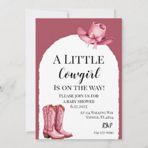 Invitación Una Vaquera Rosa Pequeña Está En Camino