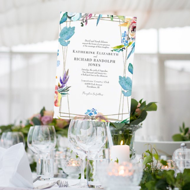 Invitación Una Venue Colorida Boda Floral Elegante (Subido por el creador)