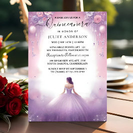 Invitación Una verdadera tiara de oro Lilac luz púrpura Quinc