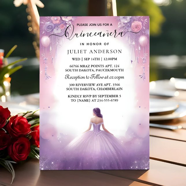 Invitación Una verdadera tiara de oro Lilac luz púrpura Quinc (Subido por el creador)