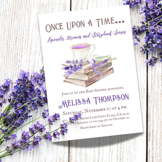 Invitación Una vez a la vez - Baby Shower Lavender Storybook (Subido por el creador)
