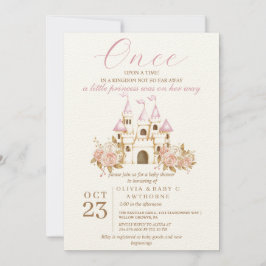 Invitación Una vez el Castillo Rosa Princesa Baby Shower