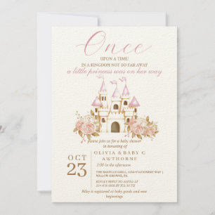 Invitación Una vez el Castillo Rosa Princesa Baby Shower