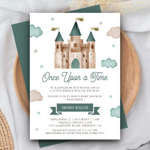 Invitación Una vez en el tiempo Fairytale Castillo Verde azul
