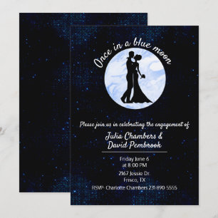Invitación Una vez en una fiesta de compromiso de la luna azu
