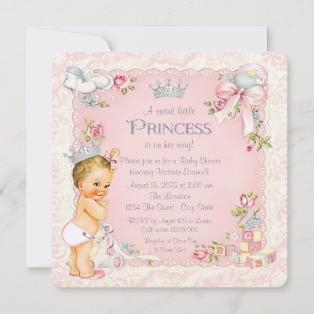Invitación Una vez la pequeña Princesa Baby Shower (Anverso)