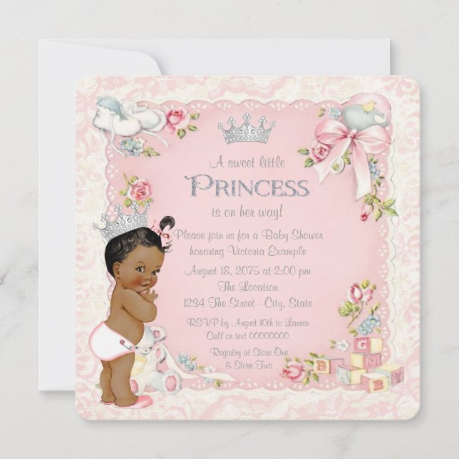 Invitación Una vez la Princesa Étnica Baby Shower (Anverso)