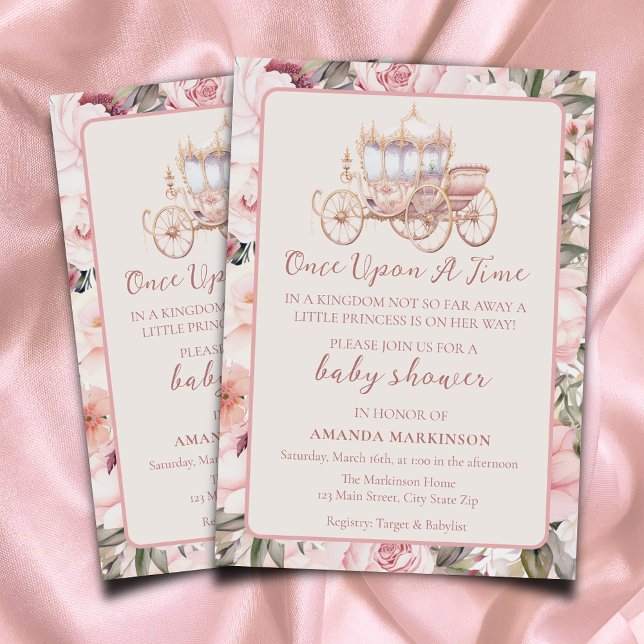 Invitación Una vez la Princesa Rosa Baby Shower (Subido por el creador)