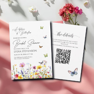 Invitación Una vida de mariposas QR Code Ducha de novias