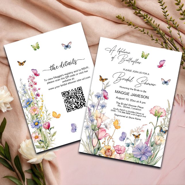 Invitación Una vida de mariposas QR Code Ducha de novias (Subido por el creador)