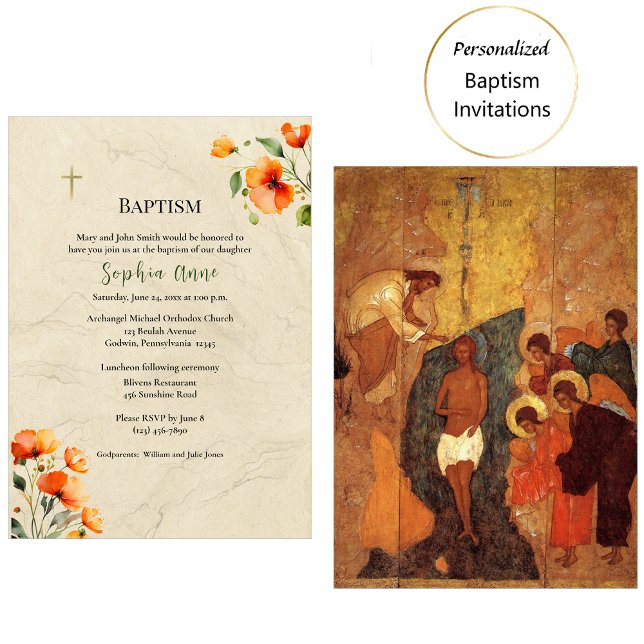 Invitación Una vida ilustrada bautismo ortodoxo cristiano (Subido por el creador)