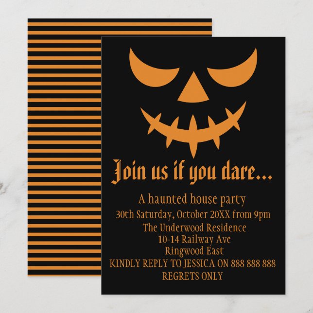 INVITACIÓN ÚNANSE A NOSOTROS SI SE ATREVEN A HALLOWEEN PARTY (Anverso / Reverso)