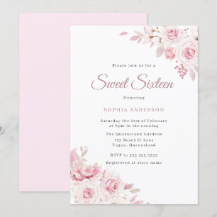 Invitación Unas flores elegantes de Rubor dulce 16 Fiesta