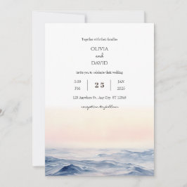 Invitación Unas gentiles olas rosadas en la boda de la playa 