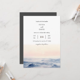 Invitación Unas gentiles olas rosadas en la boda de la playa
