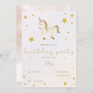 Invitación Unas hermosas estrellas de oro de Unicornio