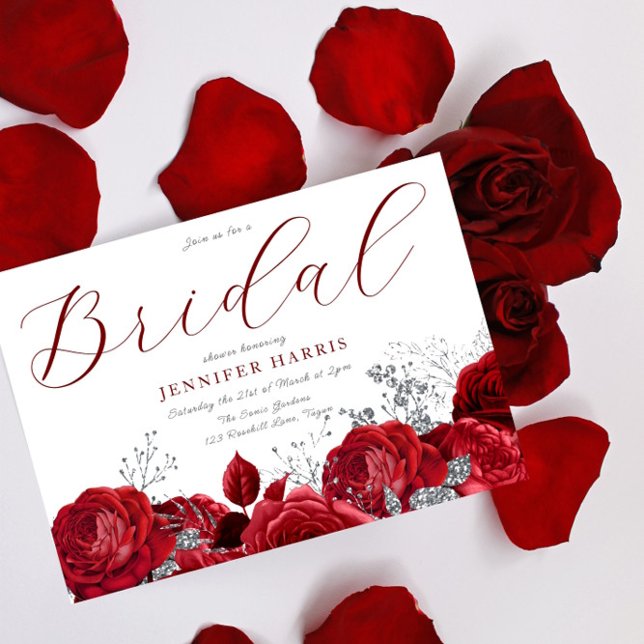 Invitación Unas hermosas rosas rojas y una ducha de novia pla (Subido por el creador)