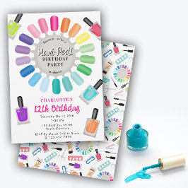 Invitación Uñas Manicura Pedicura Mani Pedi Cumpleaños de niñ