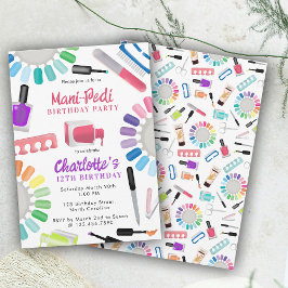 Invitación Uñas Manicura Pedicura Mani Pedi Cumpleaños de niñ