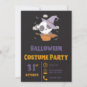 Invitación Unas nubes de bruja de Cute Panda murmuran Hallowe