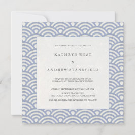 Invitación Unas olas azul morado suave elegante boda de playa