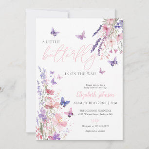 Invitación Unas pequeñas mariposas flores silvestres baby sho