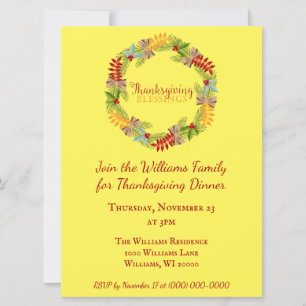 Invitación Únase a nosotros para la Cena de Acción de Gracias