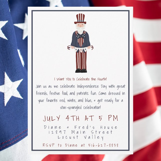Invitación Uncle Sam Fourth of July Party | Patriotic  (Subido por el creador)