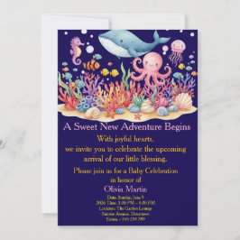Invitación Under Sea Whale Baby Shower Custom Invitation