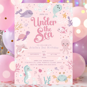 Invitación Under the Sea 3rd Birthday Invitation Chica Toddle