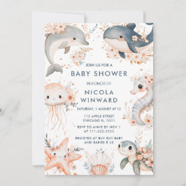 Invitación Under the Sea Animals Baby Shower