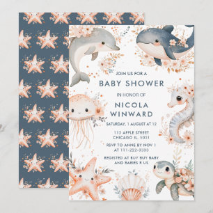 Invitación Under the Sea Animals Baby Shower