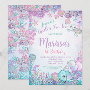 Invitación Under the Sea Animals Birthday Invitation