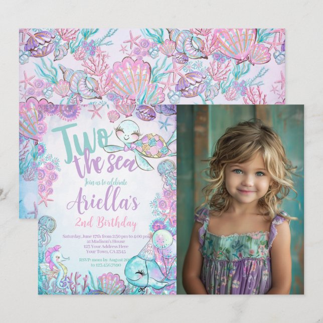 Invitación Under the Sea Animals Birthday Invitation (Anverso / Reverso)