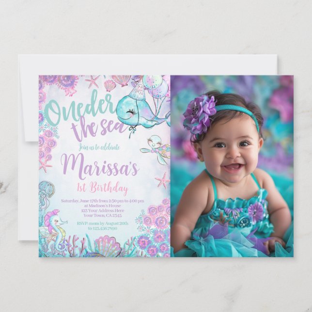Invitación Under the Sea Animals Birthday Invitation (Anverso)