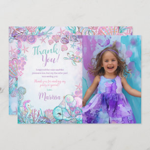 Invitación Under the Sea Animals Thank You Cards with Photo