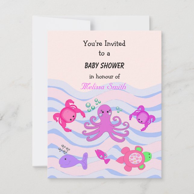 Invitación Under the Sea Baby Shower (Anverso)
